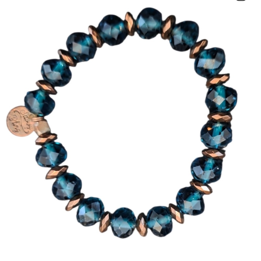 Savvy Bling Beaded Bracelet Blue Green Gift Bag Included NWOT - Picture 3 of 5